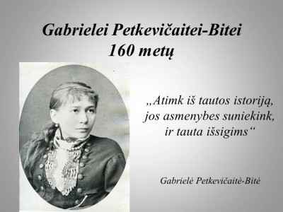 Gabrielei Petkevičaitei-Bitei – 160 metų